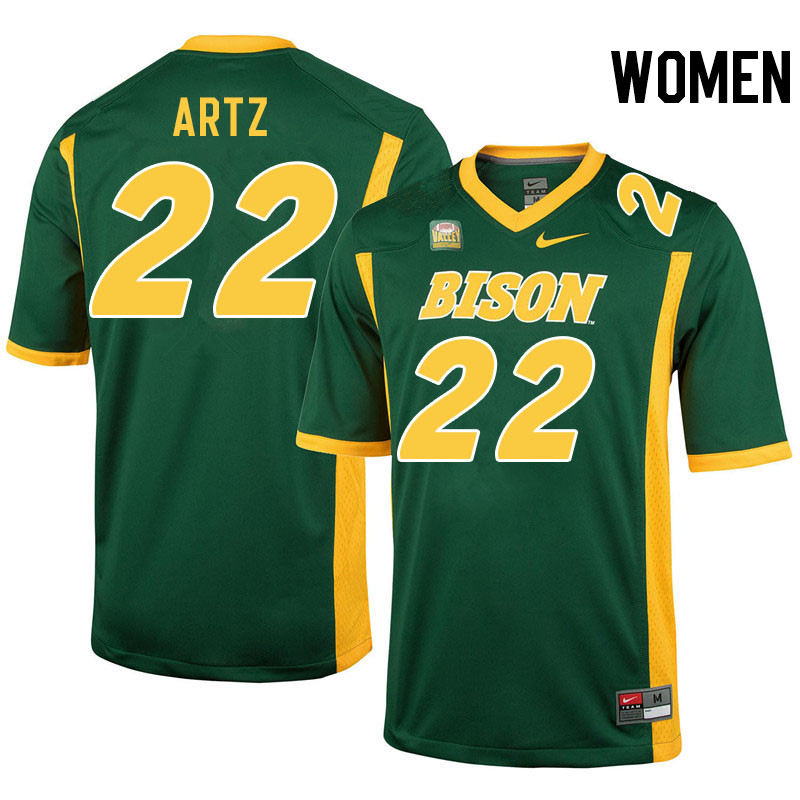 Women #22 Hudson Artz North Dakota State Bison College Football Jerseys Stitched-Green